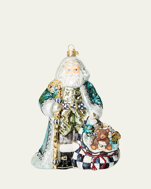 Farmhouse Holiday Santa Glass Christmas Ornament
